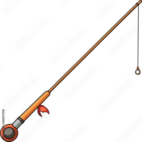 Fishing rod hook on white background