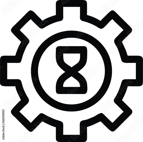 Abstract illustration of a gear integrated with an hourglass symbolizing timed optimization and efficiency