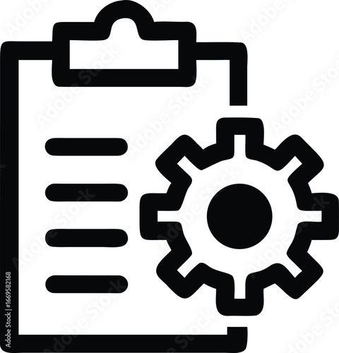 Stylized gear icon combined with a clipboard for administrative or technical tasks