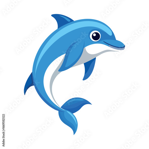 Dolphin silhouette vector icon and illustration
