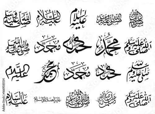 Islamic calligraphy of Al-Mawlid Al-Nabawi Al-sharif. Translated: "The honorable Birth of Prophet Mohammad" Peace be upon him. Arabic Traditional Calligraphy. Vector, Multipurpose. Creative logo.