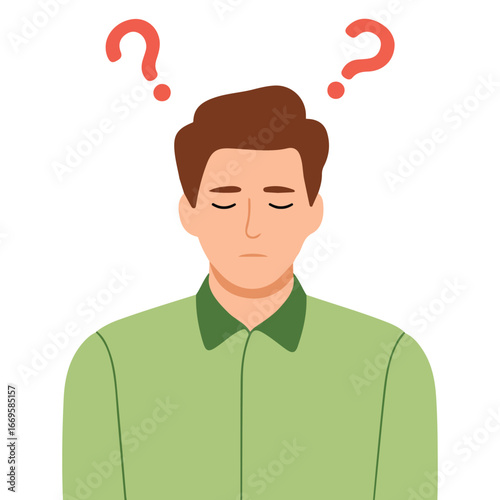 Questioning person wanting answer flat vector illustration on white background