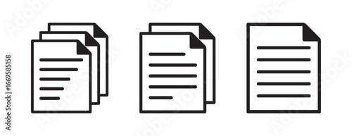 Paper documents icons. Line symbol and document icon. Paper symbol with single and multiple pages. vector illustration. vector illustration eps file