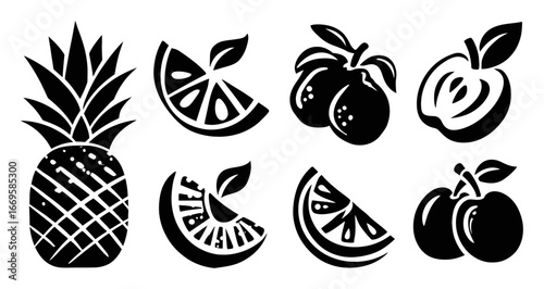 Black and White Fruit Illustrations for Fresh and Stylish Designs