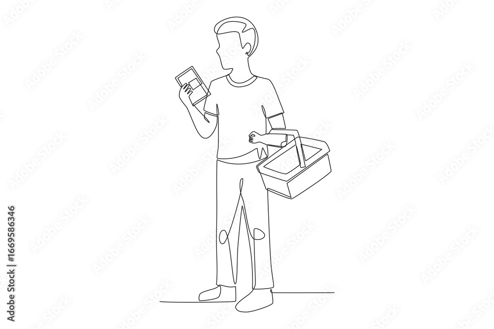 Buying fresh school supplies concept one-line drawing Buying fresh school supplies concept one-line drawing