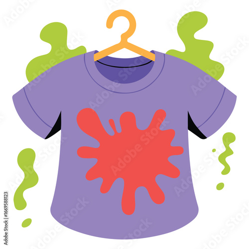 Dirty mens t shirt with food stain vector illustration on white background