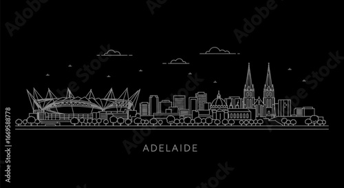 Adelaide Skyline Vector Illustration.