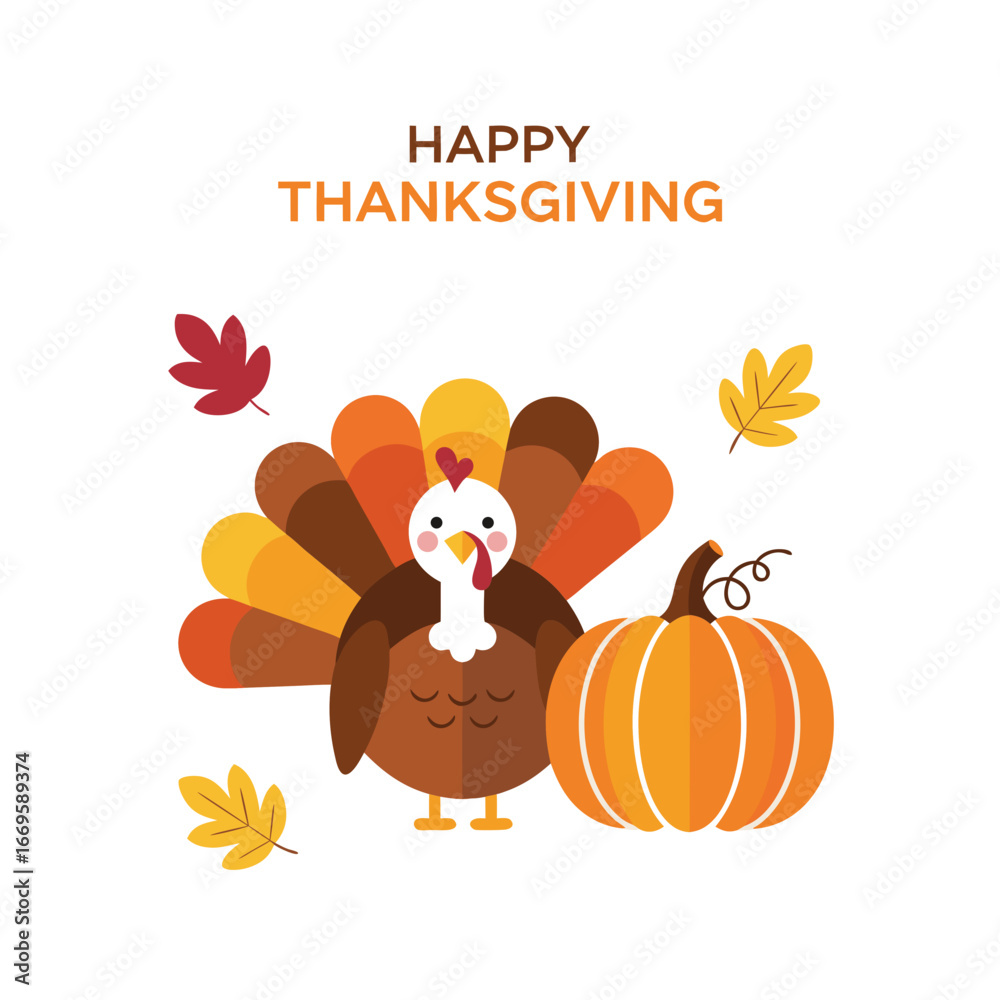 Fototapeta premium Thanksgiving Turkey with Pumpkin Decoration