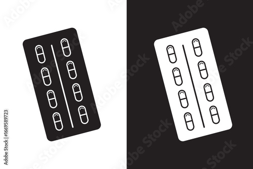 Pill Blister Pack icons. modern minimalist symbol outline vector flat style