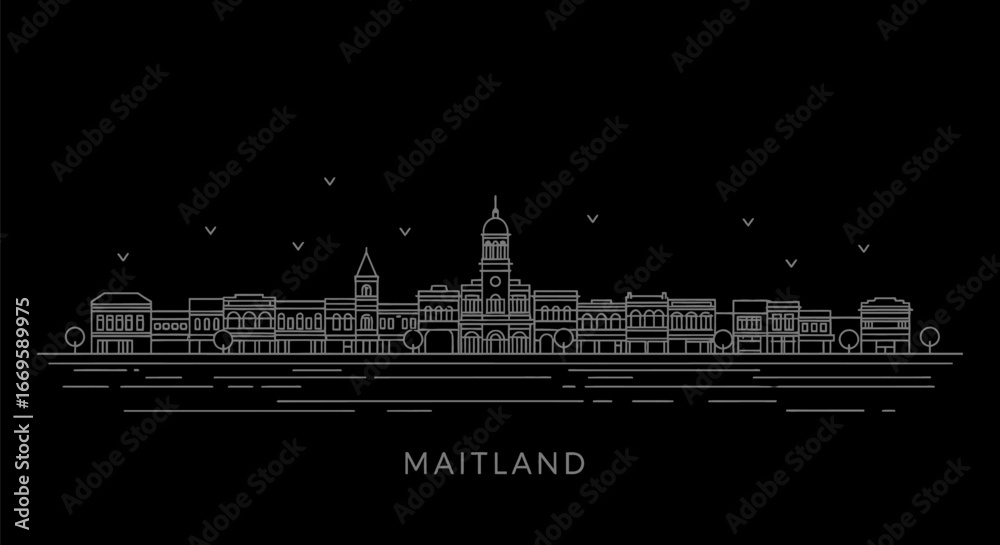 Obraz premium Maitland Skyline Minimalist vector.