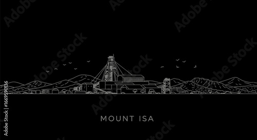 Mount Isa with Mine, Australia, Skyline, and Outline.
