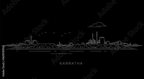 Karratha Skyline Line Art Australia.