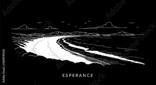 Esperance Coastline with Australia Minimalist Vector.