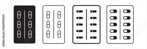 Pill blister pack icon simple illustration logo art