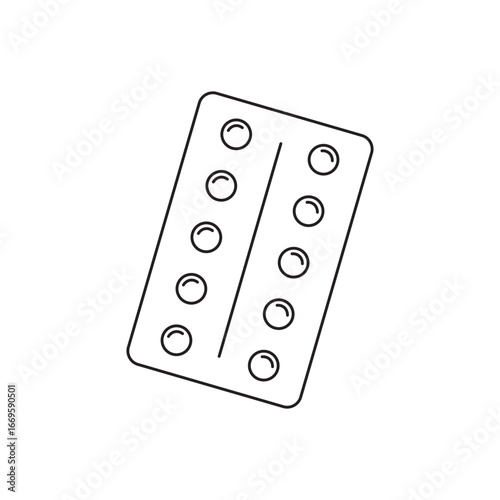 Flat round pill blister pack icon, pastel medical tablet symbol for healthcare content