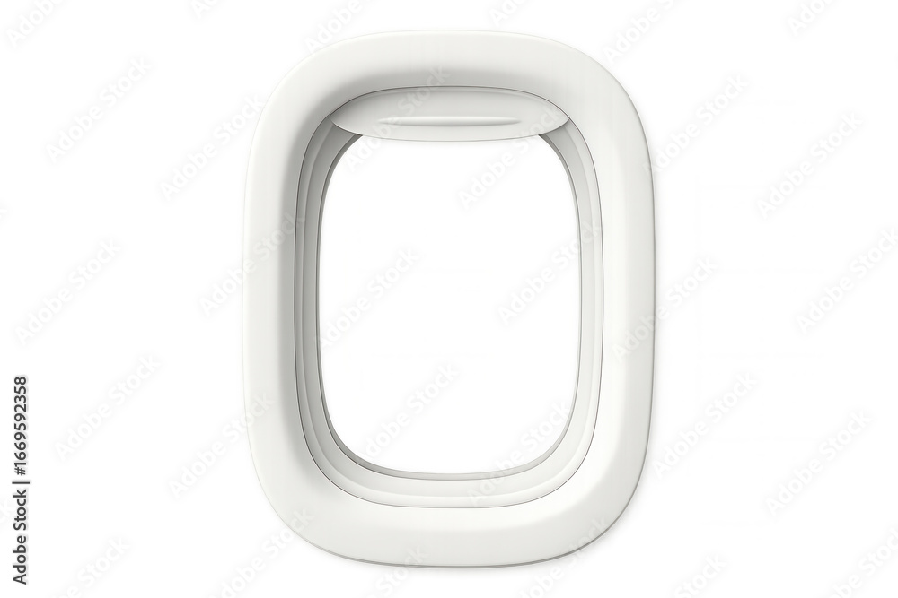 Obraz premium Airplane window with transparent background, perfect for showcasing landscapes or adding a touch of wanderlust to your projects