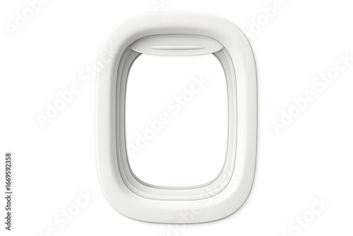 Airplane window with transparent background, perfect for showcasing landscapes or adding a touch of wanderlust to your projects
