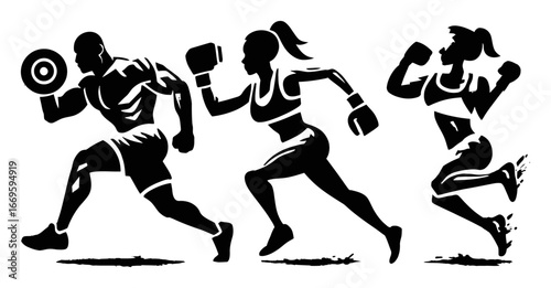 Dynamic Silhouettes of Athletes in Action for Health and Fitness Promotion