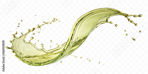 abstract 3d smooth liquid olive oil splash in different style isolated on transparent background	
