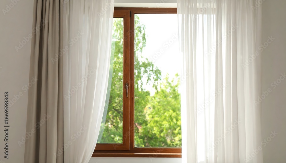Fototapeta premium Window with Sheer Curtains