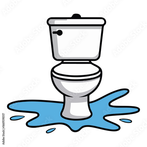 Flooding room from clogged toilet vector illustration on white background