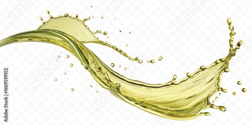 abstract 3d smooth liquid olive oil splash in different style isolated on transparent background	
