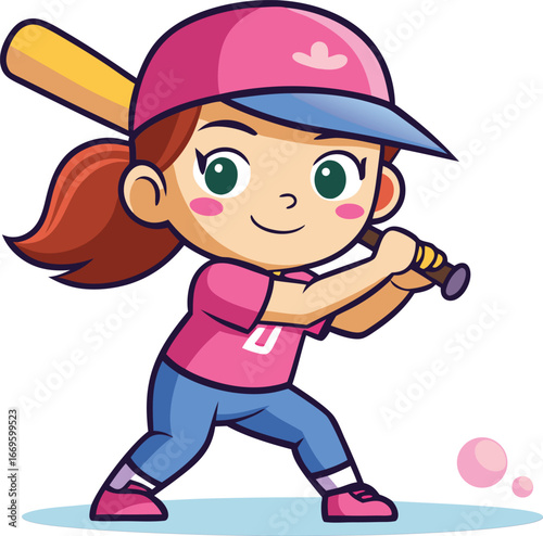 Baseball player ready to hit the ball with bat isolated on white background