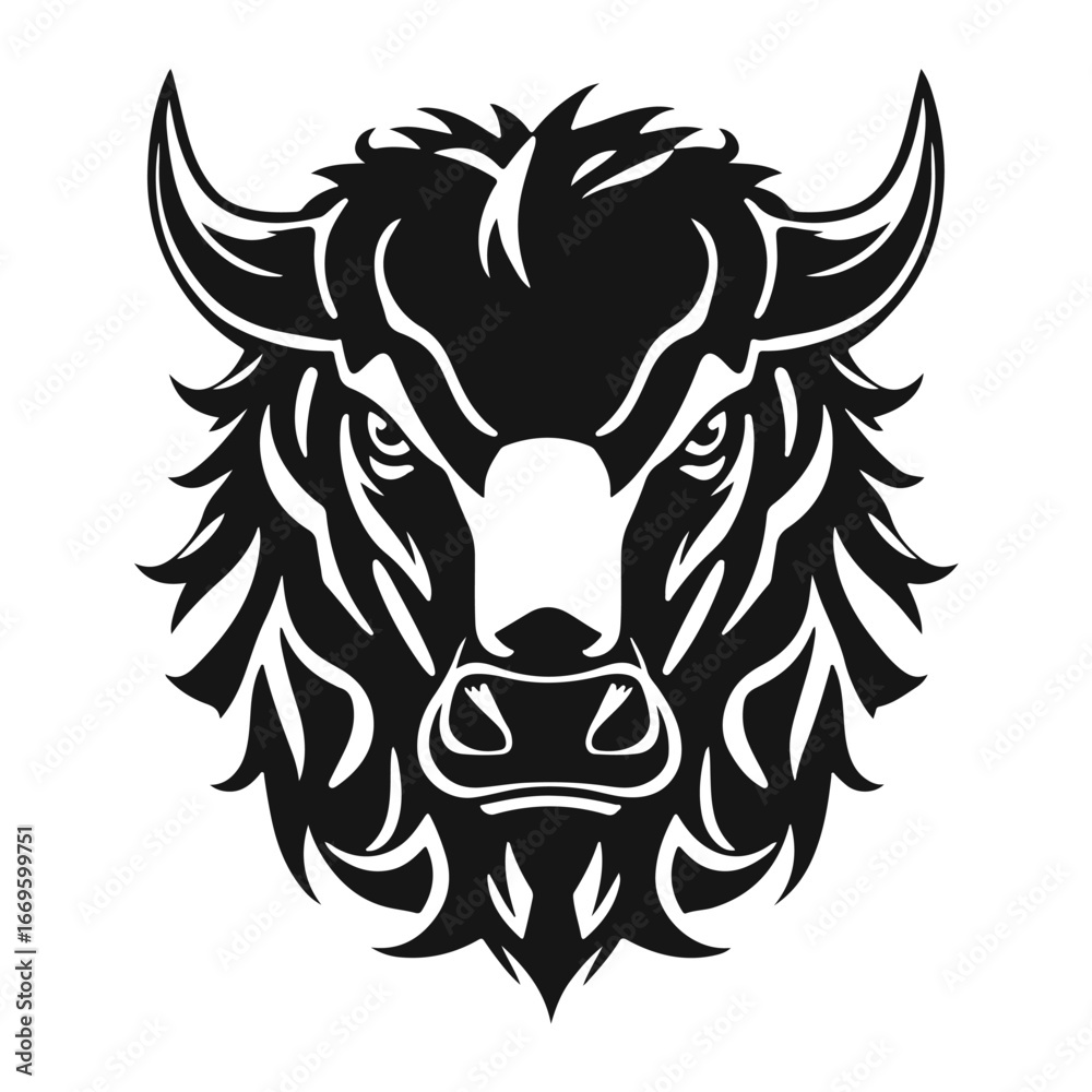 Fototapeta premium Bull head logo, strong animal emblem, angry bull face, horned beast icon, vector illustration 