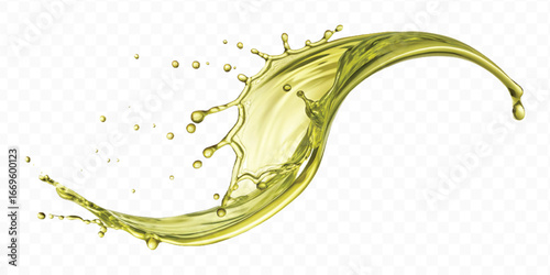 abstract 3d smooth liquid olive oil splash in different style isolated on transparent background	
