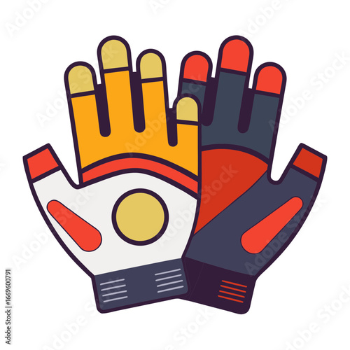 Stylized colorful gloves with modern design elements