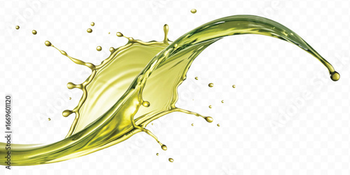 abstract 3d smooth liquid olive oil splash in different style isolated on transparent background	
