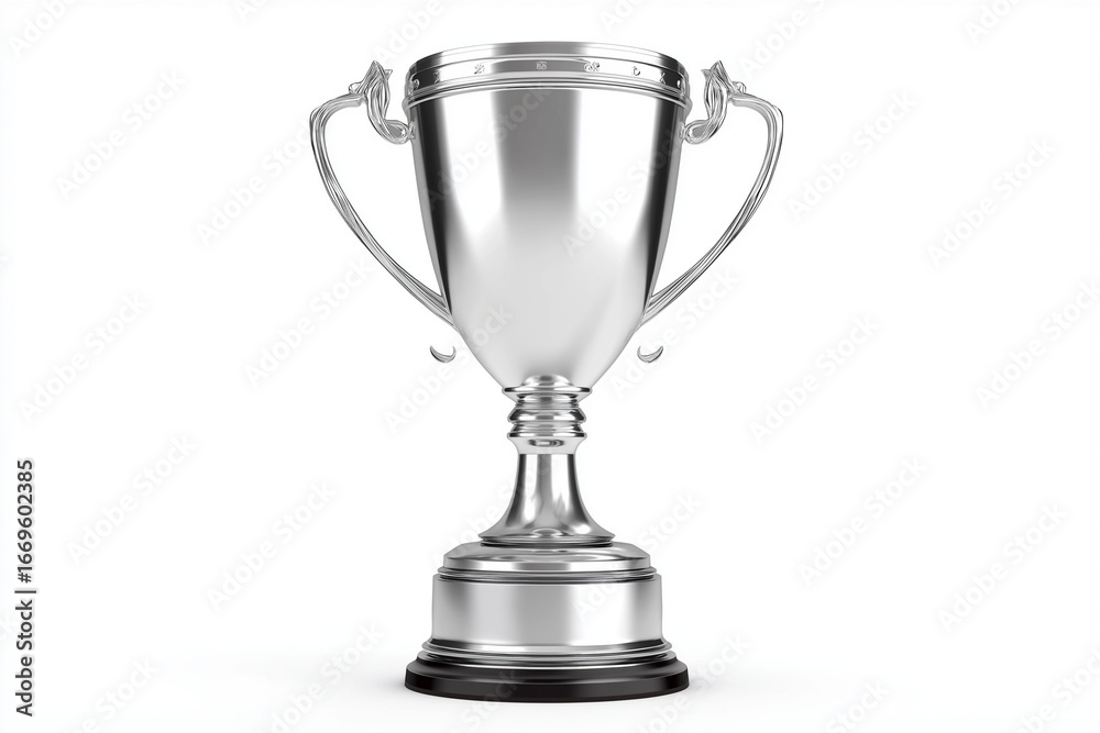 Fototapeta premium 3D championship trophy silver, isolated on white background