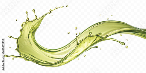 abstract 3d smooth liquid olive oil splash in different style isolated on transparent background	
