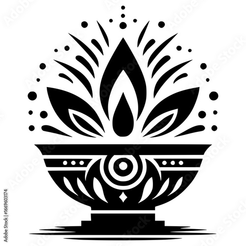 Eternal Flame Icon: A captivating, minimalist design showcasing an eternal flame within an artistic vessel. This image reflects the concepts of spirituality and enlightenment.