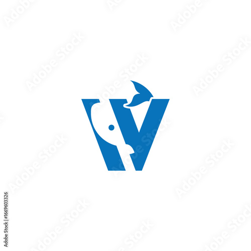 w whale logo. vector illustration of letter W and whale for icon,symbol or logo