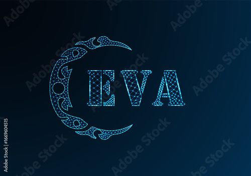 Low poly letter logo EVA design. EVA letter logo low poly vector design on blue color gradient background. EVA logo low poly design