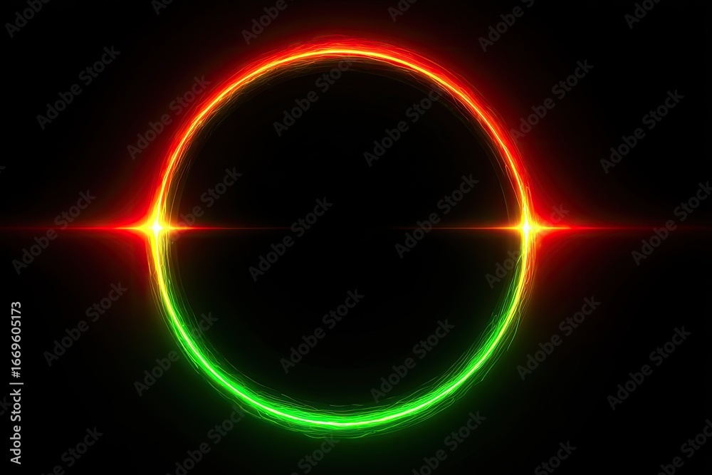 Obraz premium Circular neon ring, red-green glow