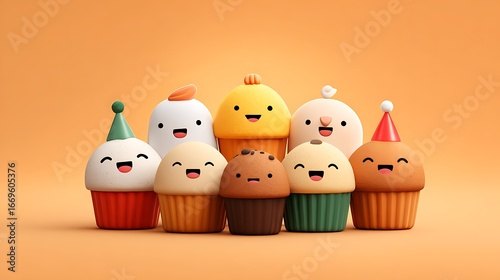 Delightful Cupcake Characters: A Sweet 3D Render