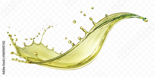abstract 3d smooth liquid olive oil splash in different style isolated on transparent background	
