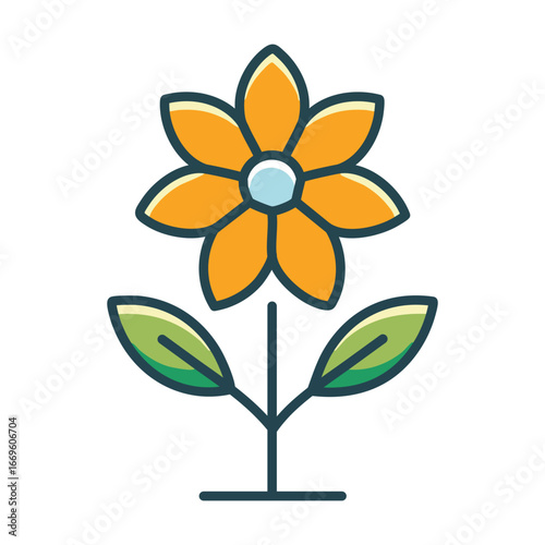 Floral Line Art Vector. Elegant Black and White Flower Outline Illustration