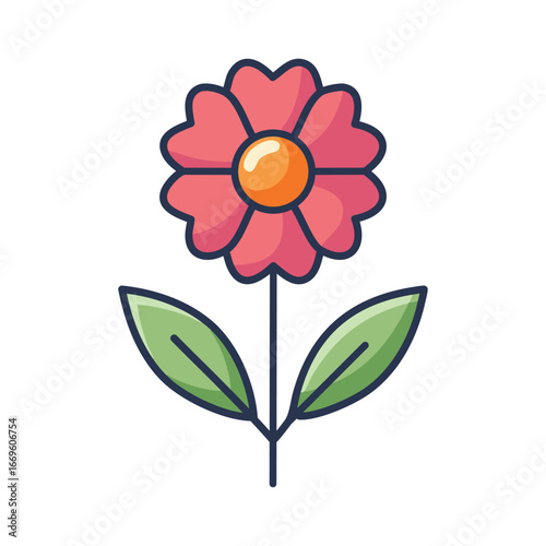 Floral Line Art Vector. Elegant Black and White Flower Outline Illustration