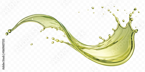 abstract 3d smooth liquid olive oil splash in different style isolated on transparent background	
