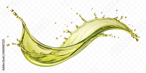 abstract 3d smooth liquid olive oil splash in different style isolated on transparent background	
