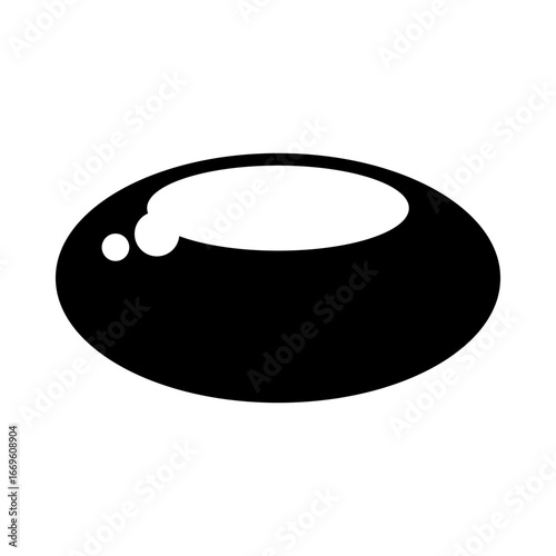 Outline icon of a vitamin D capsule or pill on a dish, symbolizing supplements, healthcare, or nutrition. Design vector illustration.