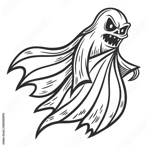 Scary Ghost With Fangs And Flowing Robes spooky halloween