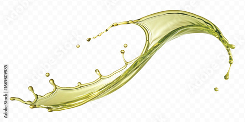 abstract 3d smooth liquid olive oil splash in different style isolated on transparent background	
