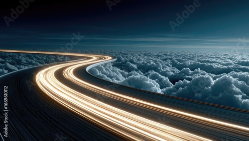 Fototapeta Naklejka Na Ścianę i Meble -  Golden Trails Above the Clouds