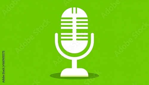 White microphone icon on green background