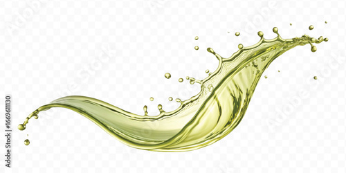 abstract 3d smooth liquid olive oil splash in different style isolated on transparent background	
