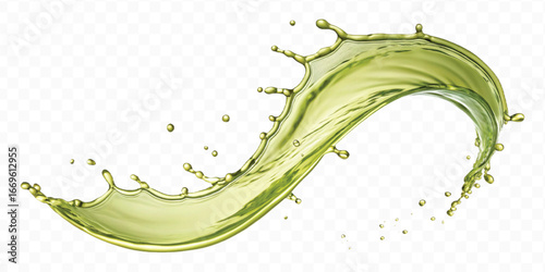 abstract 3d smooth liquid olive oil splash in different style isolated on transparent background	
